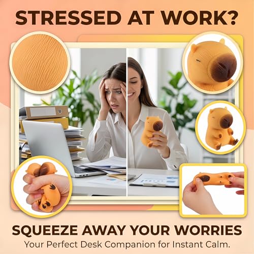 2 Stück Capybara Stressball, Antistressball Stressball Kinder, Anti Stress Spielzeug Squishy Ball Stressabbau für ADHD Autismus Geburtstag Klassenzimmer Geschenke Fidget Toys.