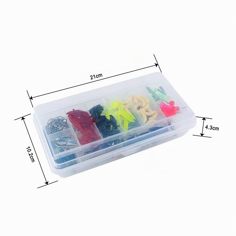 Vicloon Leurres de Pêche 101pcs - Spinnerbaits,Plastique vers,Minnow,Popper,Crayon en Métal Dur Leurres,Souples Pêche Jigs Crochets - Kit d'appâts Portable avec Boîte