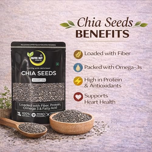 Image of Nutri Hut 6-in-1 Super Seeds Combo Pack | Pumpkin, Sunflower, Flax, Chia, Basil (Sabja) & Sesame Seeds | 50g Each | Rich in Protein, Fiber & Omega 3 | 100% Natural | Superfood for Energy (300g)
