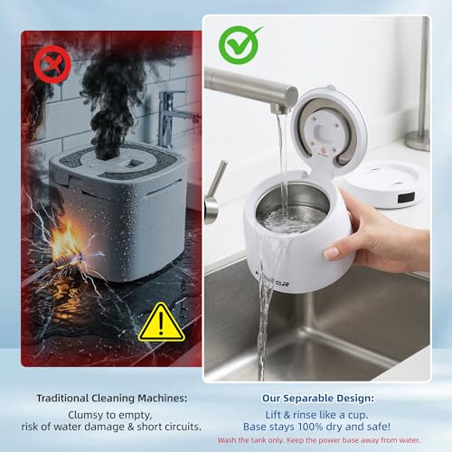 Image of Dental Ultrasonic Retainer Cleaner Machine - 45kHz Separable Dental Cleaning Pod with Digital Timer & 200ML Tank - Professional Device for Dentures, Aligners, Mouth Guards, Braces, Jewelry