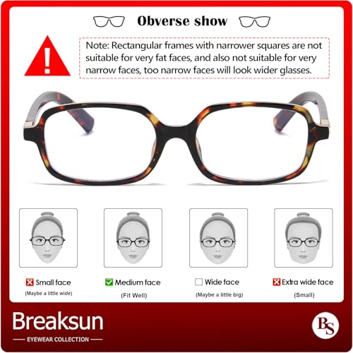 Image of Breaksun Retro Rectangle Glasses for Women Men Small Square Blue Light Blocking Glasses Vintage Eyeglasses