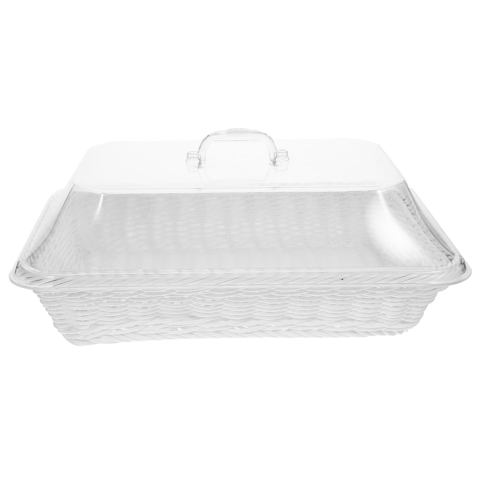 Panier de rangement cuisine rectauglulaire en acrylique blanc avec couvercle 35cm
