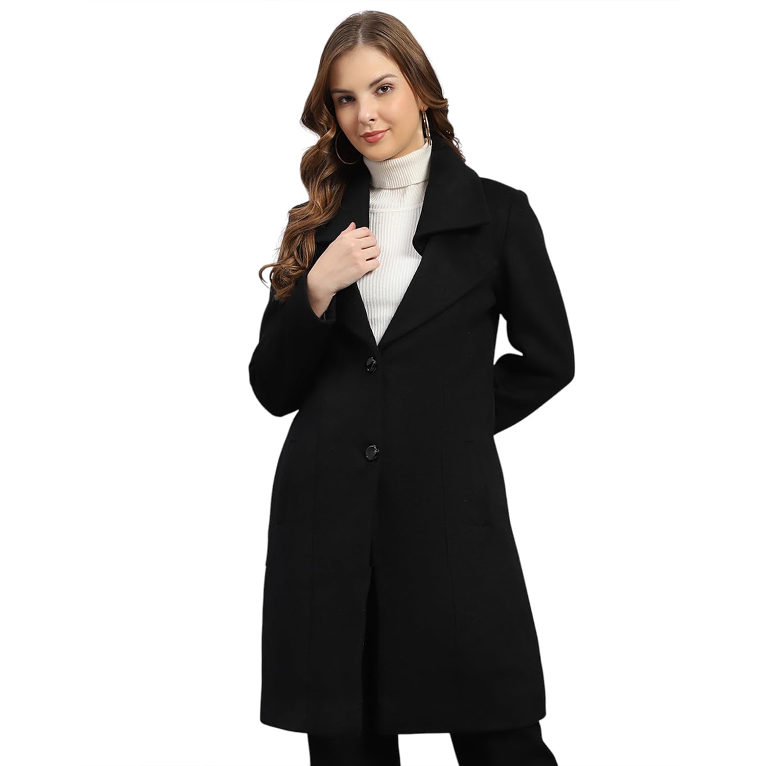 monte carlo Womens Regular Fit Solid Button Full Sleeve Winter Coat | Warm Woolen Overcoat for Ladies | Stylish Long Sleeve Buttoned Jacket (Pack Of 1)-picture-30