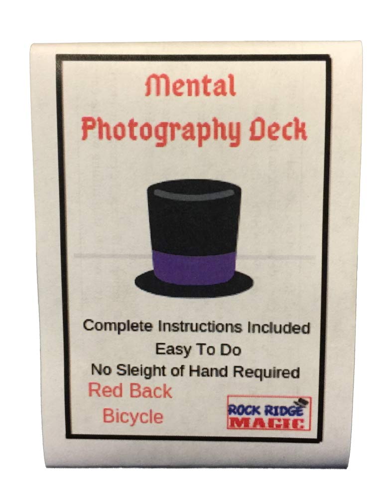 Mental Photography Deck Magic Trick, Playing Cards Illusion Kit for Party Games (Red)