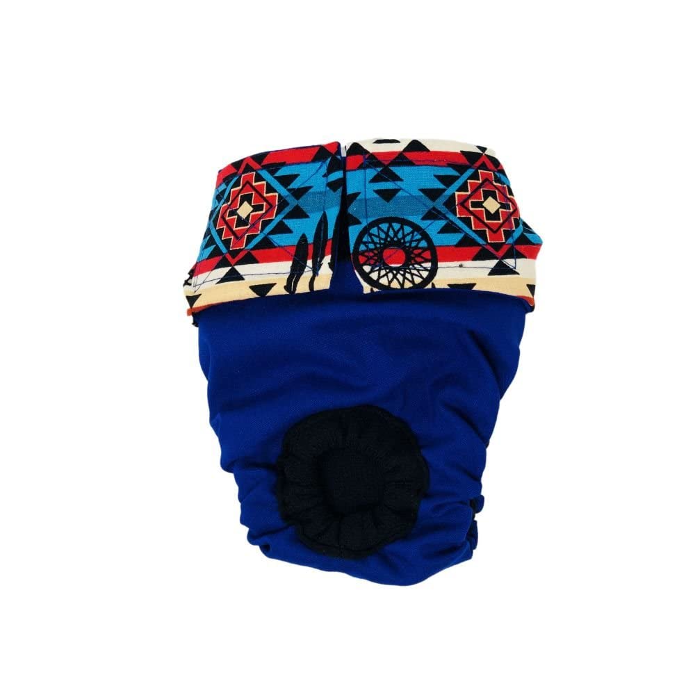 BarkertimeDream Catcher on Blue Premium Waterproof Dog Diaper, S, with Tail Hole - Made in USA