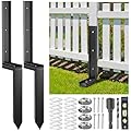 Housolution Fence Post Repair Kit, Steel Post Repair Stake with Adjustable Angle, Separated Anchor Ground Spike Easy to Fix Broken Wooden Posts, Rustproof Garden Fence Set (2 Pack)