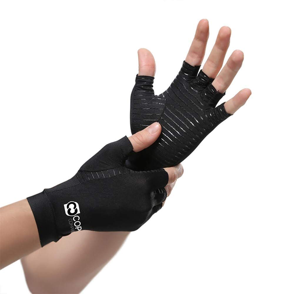 Copper Compression Arthritis Recovery Gloves - Highest Copper Content GUARANTEED & Highest Quality Copper! Infused Fit Wear It Anywhere - PAIR of Gloves (Medium)