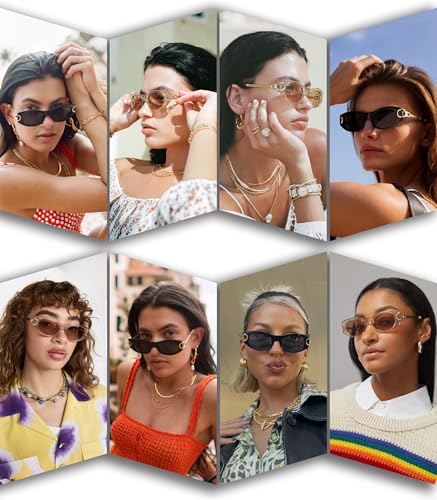 AIEYEZO Retro Sunglasses for Women Fashion Oval Frame Sun Glasses 90s Vintage Designer Shades2