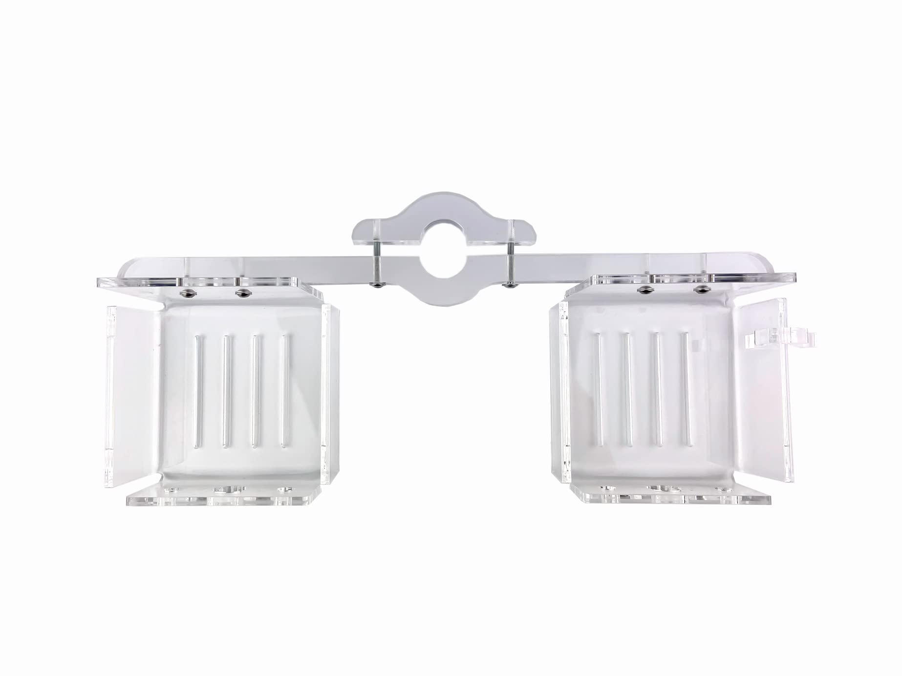 IKONA Soporte para champú para barra de ducha de plexiglás | Fabricado en Italia (12 cm de altura x 38 cm de ancho - 2,5 cm de diámetro)