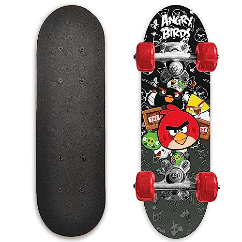 Kids Beginner Micro Skateboard Angry Birds - Learn Skateboarding in Style - Mini Wooden Cruiser Board Cool Graphics for Boys & Girls 3-5 Years - 17” Deck, 54mm Wheels, Lightweight - Safe & Durable