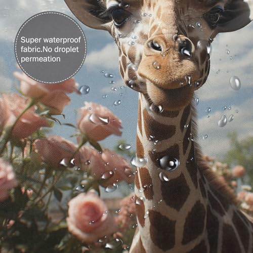Rideau de douche original girafe imperméable avec crochets 182.9 cm - 5