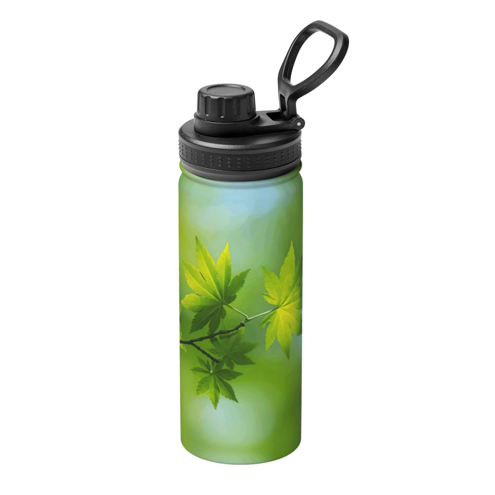 Bouteille d'eau de sport en acier inoxydable Hd Green Nature pour camping et randonnée