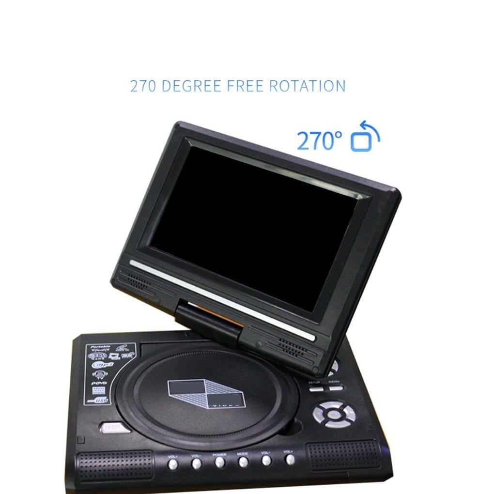 Lettore DVD Portatile, Lettore DVD portatile da viaggio video HD con schermo rotazione di 270 gradi telecomando