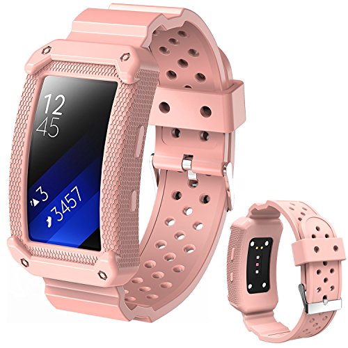 X4-TECH Silicone Bands Compatible with Gear Fit2 Watch Soft Silicone Replacement Elastomer Band Plastic Wristband Compatible with Samsung Galaxy Gear Fit 2 SM-R360 Smart Watch (New-Pink)