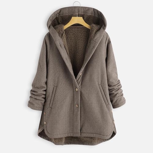 Winter Warm Sherpa Lined Coats Jackets for Women Plus Size Hooded Parka Outdoor Pea Coat Casual Button Outerwear2