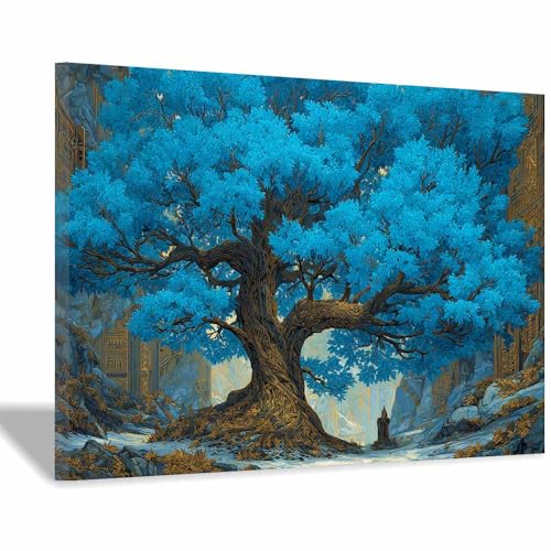 Impression sur toile arbre de vie bleu de qualité supérieure
