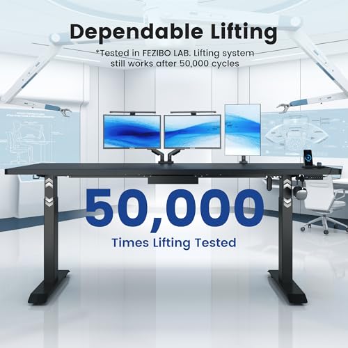FEZIBO 71 x 37 Inch Large Electric Standing Desk 1" Thick Desktop, Black - image 7