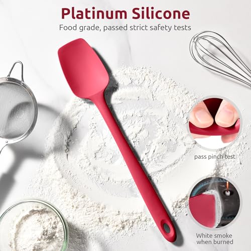 Image of U-Taste 14 inch Long Silicone Spoonula, 600F High Temp Spoon Spatula, Red