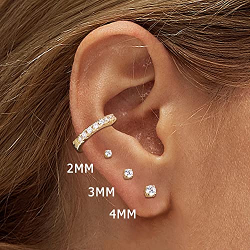 FASACCO 12 Pairs 14K Flat Back Earrings 20G Cartilage Earring Stud Tiny 2MM 3MM 4MM Flat Back Stud Earrings4