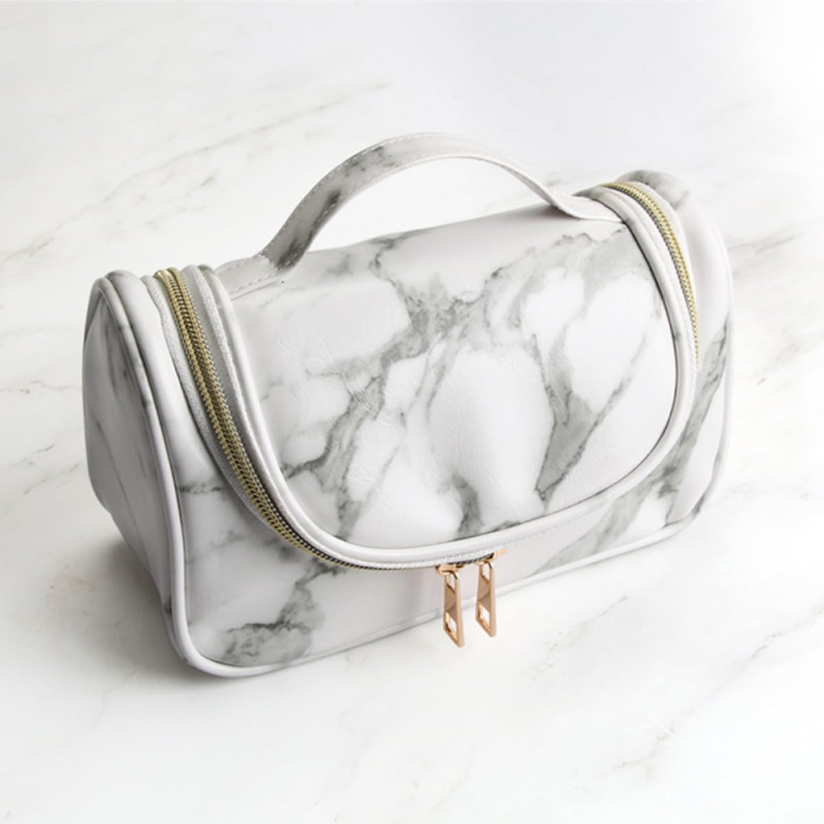 DOITOOL 2 Stück Marmor-Make-up-Tasche Organizer Reise-kulturtasche Kompakte Damentasche Reißverschluss Leicht Zu Reinigen Für Besondere Anlässe