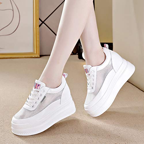 Image of ACE SHOCK Women Wedges Sneakers with Hidden Heel Ankle High Platform Walking Shoes Fashion Bride Wedding Shoes