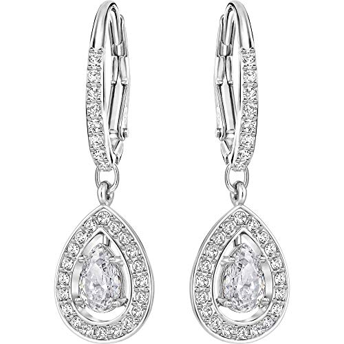 Swarovski Pendientes Angelic, Talla pera, Blancos, Baño de rodio