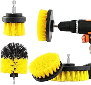 4 Pack Drill Brush Power Scrubber Cleaning Brush Attachment Set All Purpose Drill Scrub Brushes Kit, Great for Pool Tile, Bathroom Toilet, Ceramic Marble Car Automotive (yellow)