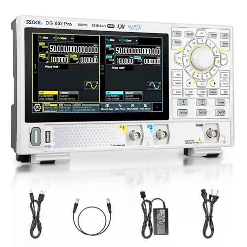 RIGOL Générateurs de Fonctions,DG852 Pro Générateur de Signaux,50 MHz,2 Canal,16 bits,écran tactile HD 7 pouces,Ultra-portable,Idéal pour les tests sur...