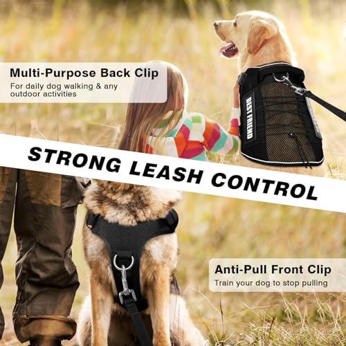 WINSEE Service Dog in Training Mesh Harness with 10 Pet Patches, Soft Air Mesh Breathable Tactical Dog Molle Vest, Reflective Military Pet Vest for Walking Hiking for Large Dogs by WINSEE - Image 3