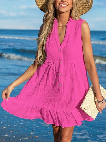 Image of CUPSHE Women Swimsuit Coverup 100% Cotton Ruffle Hem Beach Cover Up Dresses