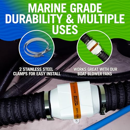 Image of Boat Blower Hose, 4 Inch Marine Exhaust Hose, 10 Ft Flexible PVC Duct | Bilge, Engine Compartment, Galley, Head, or Dryer Vent, Black