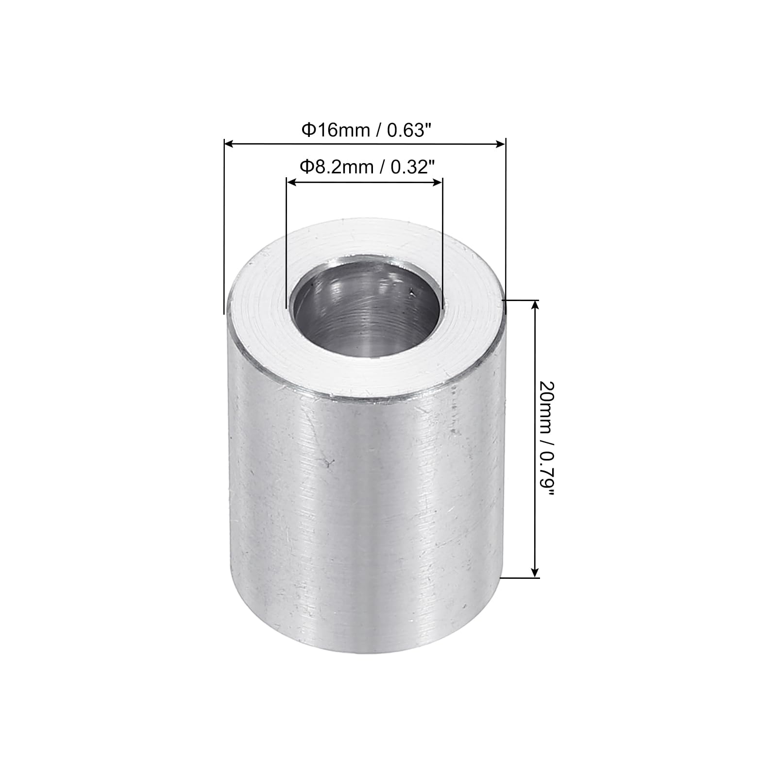 PATIKIL M8 Aluminum Spacers, 6pcs 5/16" x 5/8" Round Metal Spacers for 5/16 or M8 Screw Bolts - Image 2