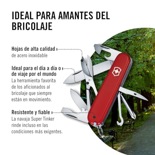 Image of Victorinox Super Tinker Swiss Army Knife,14 Function Swiss Made Pocket Knife with Large Blade,2 Screwdrivers and Multipurpose Hook - Red,(Pack of 2)