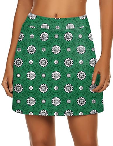 Ekouaer Women'S Tummy Control Skort Mid-Length Skirt Active Tight Safe Short