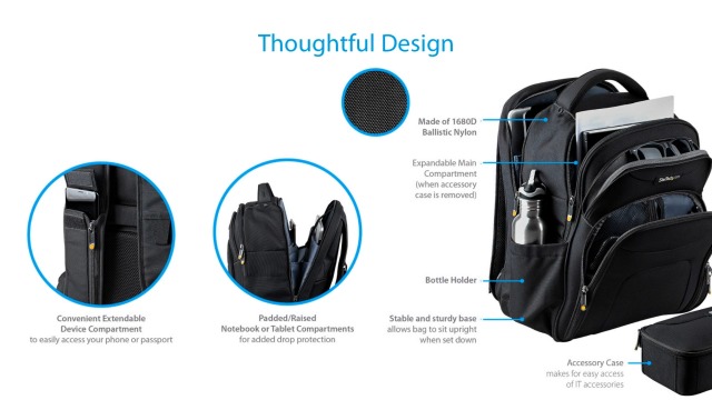 Amazon.com: StarTech.com 17.3" Laptop Backpack with Removable Accessory  Case - Professional IT Tech Backpack for Work/Travel/Commute - Durable  Ergonomic Computer Bag - Nylon - Notebook/Tablet Pockets (NTBKBAG173) :  Electronics