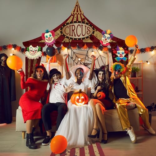 Image of Fanfanwin 4 Pcs Circus Tent Decorations Carnival Halloween Party, Clown