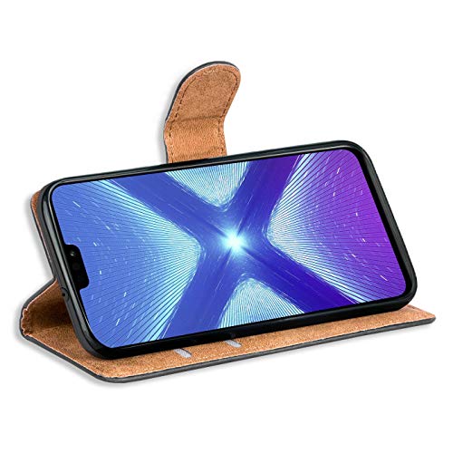 Verco Wallet Case for Honor 8X Book Cover with Magnetic Closure compatible with Honor 8X Flip Case with Card Slots Faux Leather - Black - Image 3