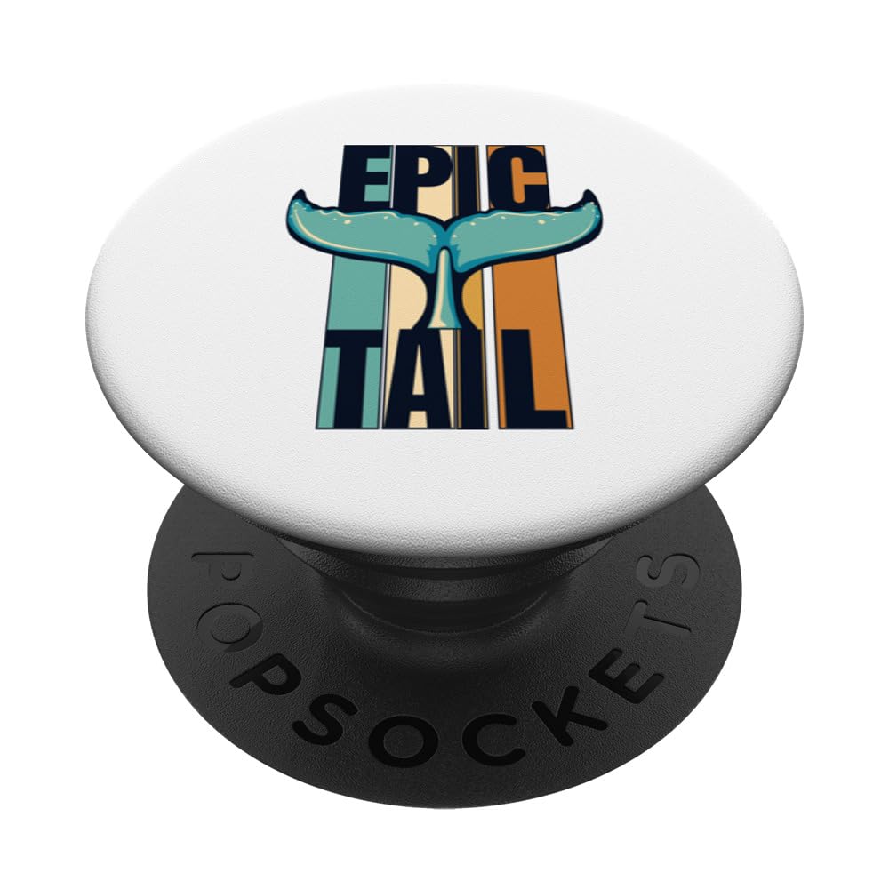 Epic Tail Blue Beluga Cetacea Cachalot Whale Watching PopSockets Swappable PopGrip, Black