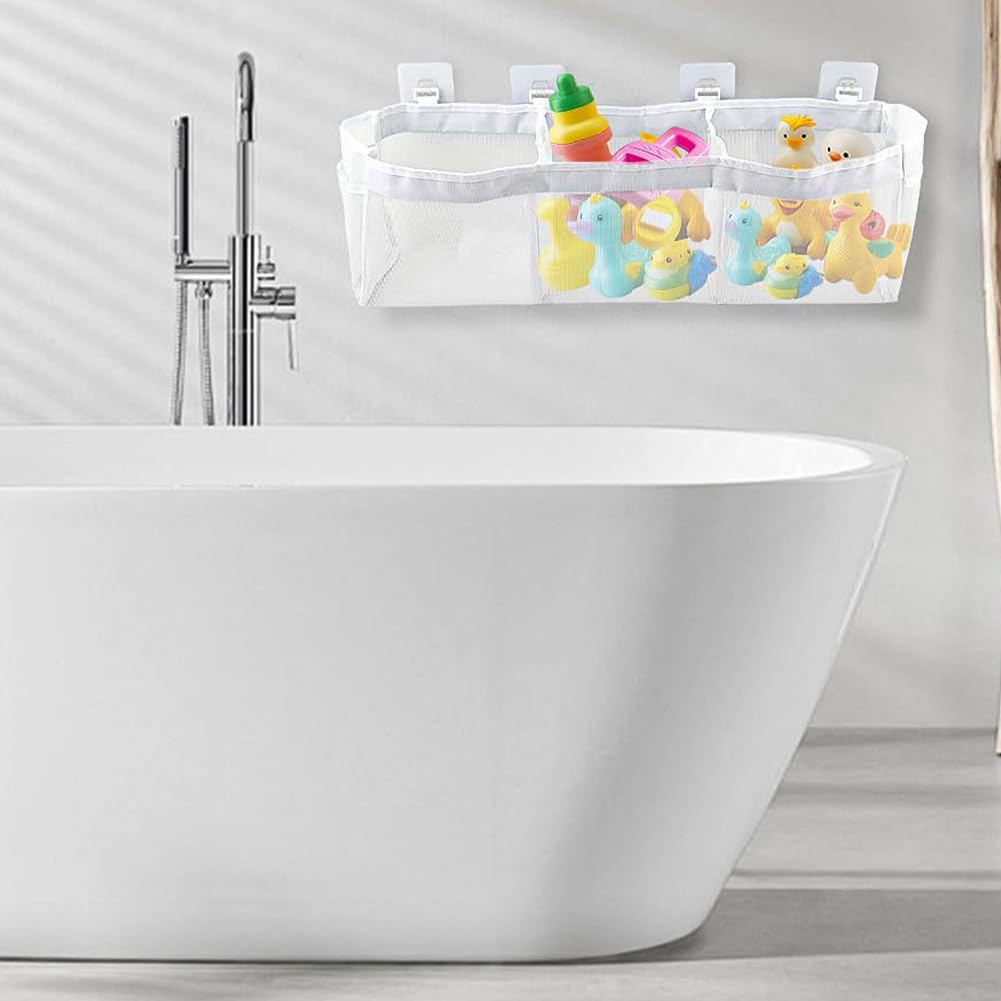 50 Cm Filet Jouet Bain Bebe, Blanc Enfants Sac De Rangement Pour Jouets De Bain, Shampoing