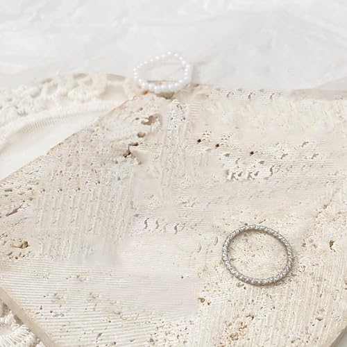 HUASAI Gold Pearl Rings for Women Stackable Pearl Ring Dainty Cute Pearl Ring Set Pearl Statement Ring Pearl Band Ring Pearl Beaded Ring Valentines Day Wedding Birthday Gifts4