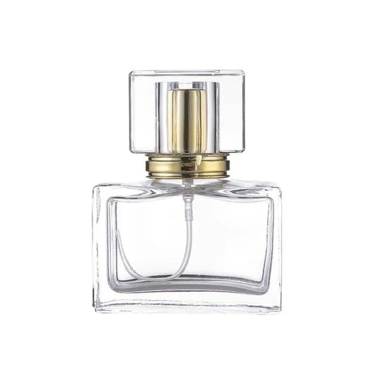 SCOLAND 30ML Square Clear Glass Spray Bottle Glass Perfume Bottle Cosmetic Packaging Toner Bottle Vial Sprayer Pump Empty Container (Gold)