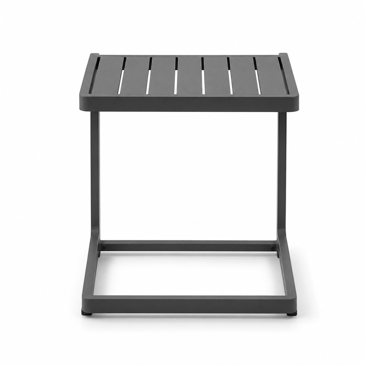 Brigros Estosa - Tavolino Basso da Esterno Chiara in Alluminio Grigio, Tavolo Laterale per Divano Lettino e Salotto Outdoor, Verniciato a Polvere, 41,5x41,5x45 cm