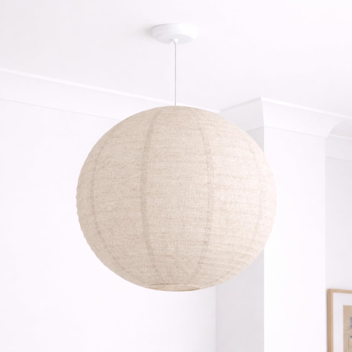 Cgc Lighting Oatmeal Globe Indoor Ceiling Lampshade Handmade Easy Fit Linen, Scandinavian Minimalist Style, Non Electrical (Oatmeal Globe)