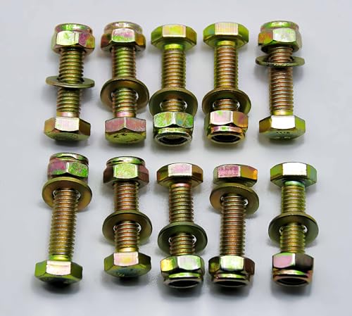 Image of M8 x 30mm Hex Head Bolt by Color Galvanization with Nylon Lock nut and Flat Washer Assortment Kit,Alloy Steel,Grade 8.8.(10pcs Pack)