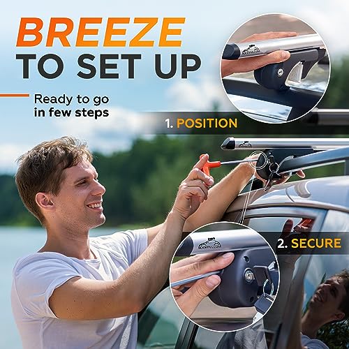 RoofPax 52" Car Roof Rack for Raised Side Rails Cross Bars Adjustable Aluminum Anti-Rust Crossbars Ideal Crossbars for SUV Sedans and Vans - Thumbnail 4