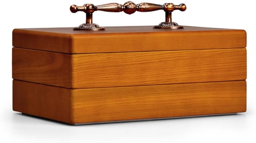 Multifunctional Solid Wood Box High Capacity Microfiber Jewelry Organizer Storage for Earrings Rings Necklace(E)