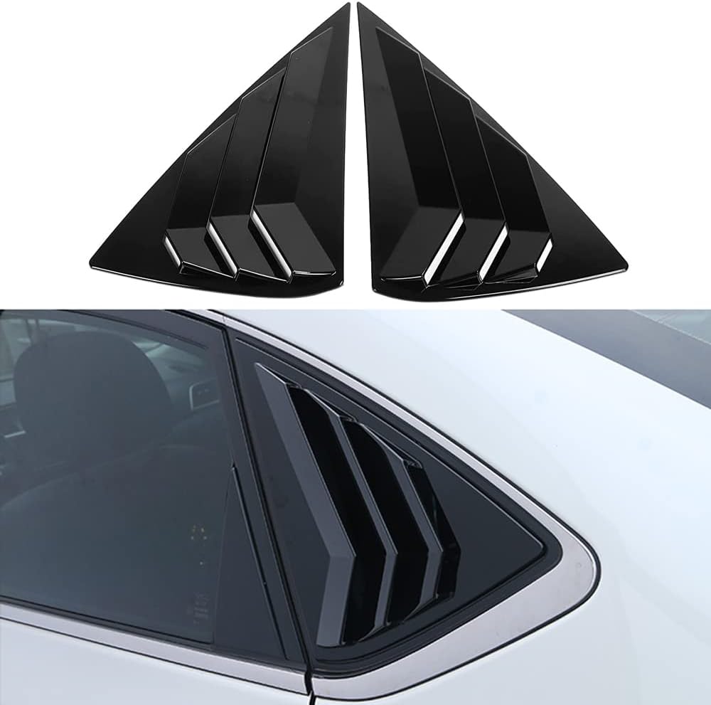 Bright Black Rear Side Window Louvers Air Vent Scoop Sun Shade Shutter Panel Cover Auto Exterior Decoration Trim Accessories for Nissan Sentra 2013-2019