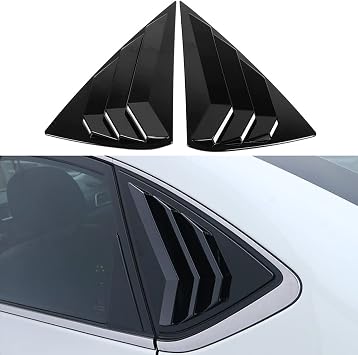 Bright Black Rear Side Window Louvers Air Vent Scoop Sun Shade Shutter Panel Cover Auto Exterior Decoration Trim Accessories for Nissan Sentra 2013-2019