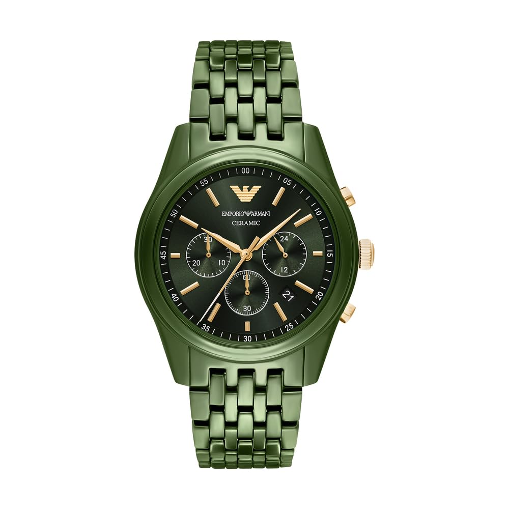 Emporio Armani Men's 43MM Green Ceramic Watch, AR70017
