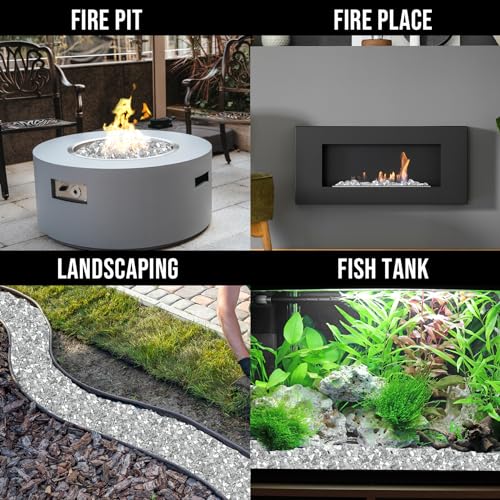Image of Skyflame 10-Pound Fire Glass for Fireplace Fire Pit and Landscaping, Platinum Reflective, 1 /4-Inch